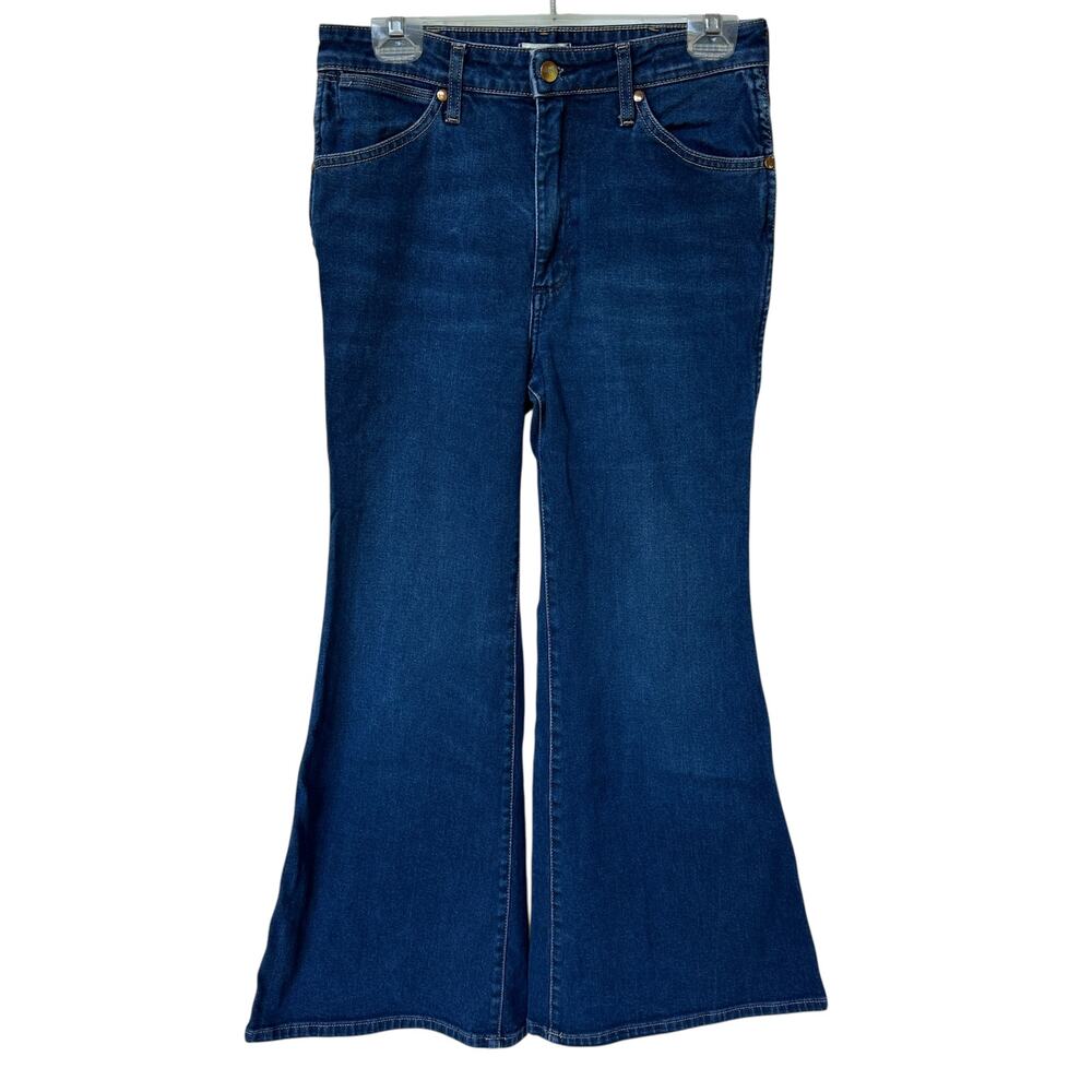 Wrangler Jeans Wanderer 622 High Rise Flare Dark Blue Wash Denim Women's Size 30